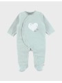 Pyjama bébé en velours vert cœur - Noukie's