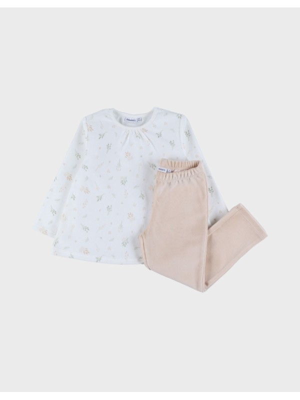 Pyjama en velours 2 pièces fleurs - Noukie's
