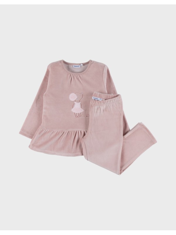 Pyjama en velours 2 pièces rose souris - Noukie's