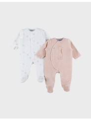 Lot  de 2 pyjamas bébé en velours girafe - Noukie's