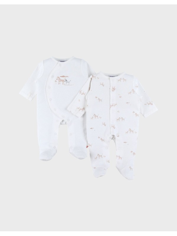 Lot de 2 pyjamas bébé, coton - Zèbres - Noukie's