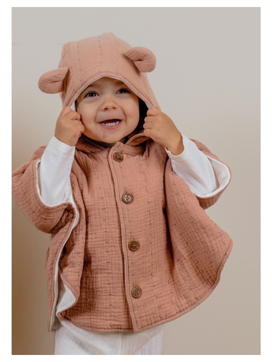Poncho bébé, mousseline de coton bio - Noukie's