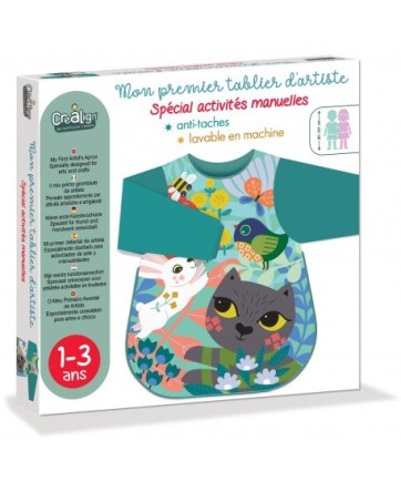 Mon premier tablier d'artiste (chat) 1-3 ans - Créa Lign'