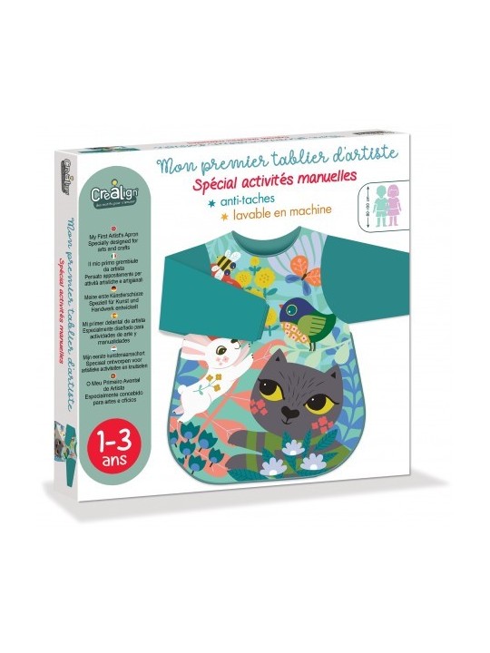 Mon premier tablier d'artiste (chat) 1-3 ans - Créa Lign'