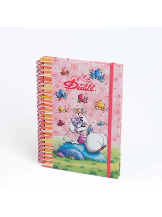 Cahier à spirale A5 Rose Diddlina élastique - Diddl
