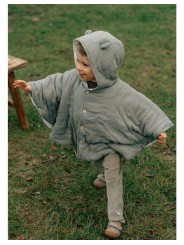 Poncho bébé, mousseline de coton bio - Kaki - Noukie's