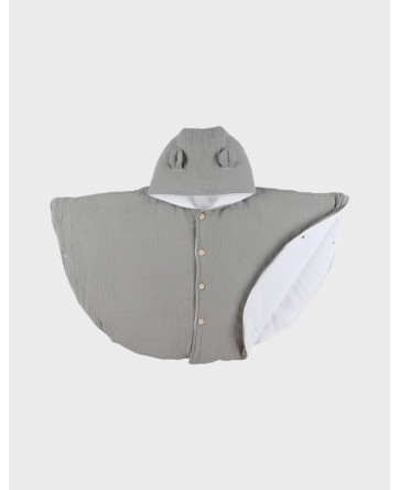Poncho bébé, mousseline de coton bio - Kaki - Noukie's
