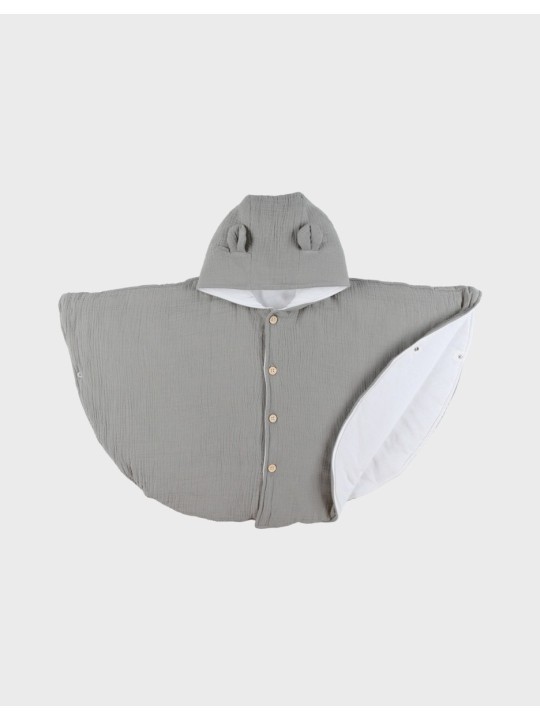 Poncho bébé, mousseline de coton bio - Kaki - Noukie's