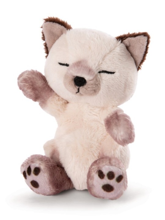 Peluche Chat 12cm dans un panier Bleu NICI