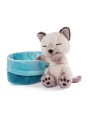 Peluche Chat 12cm dans un panier Bleu NICI