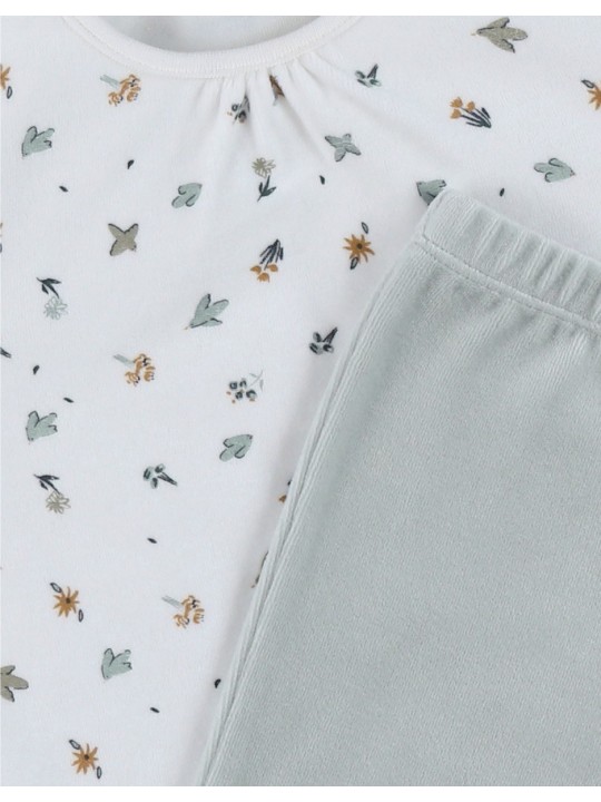 Pyjama en velours 2 pièces en velours Blanc Liberty - Noukie's