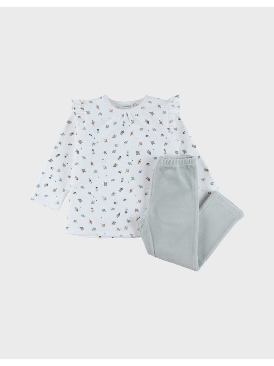 Pyjama en velours 2 pièces en velours Blanc Liberty - Noukie's