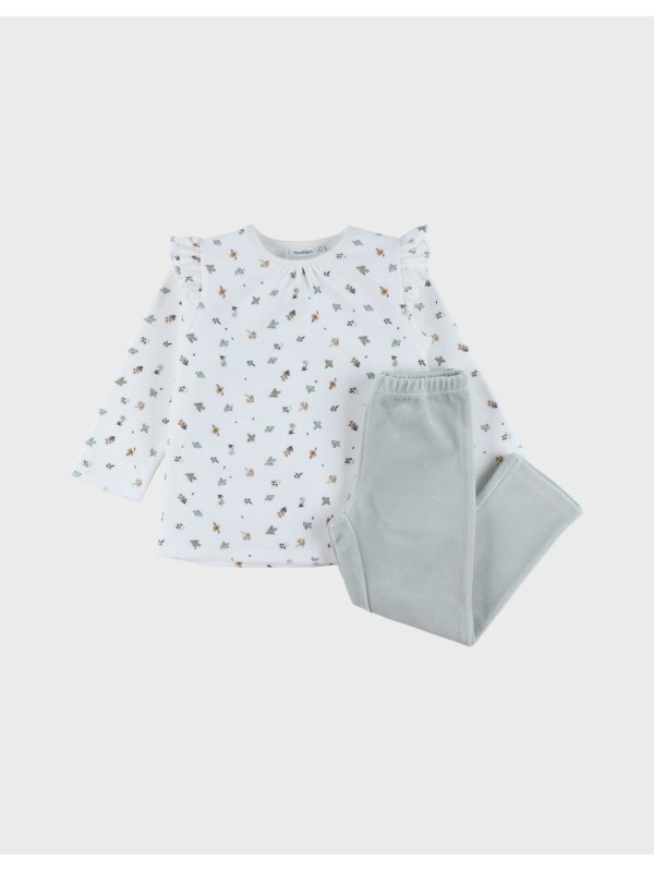 Pyjama en velours 2 pièces en velours Blanc Liberty - Noukie's