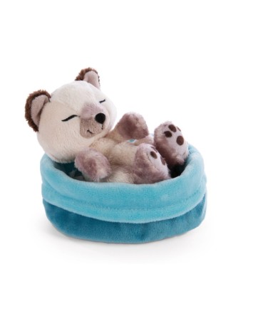 Peluche Chat 12cm dans un panier Bleu NICI