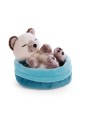 Peluche Chat 12cm dans un panier Bleu NICI