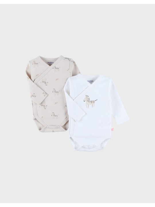 Lot de 2 Bodies croisés en coton Zèbre - Noukie's