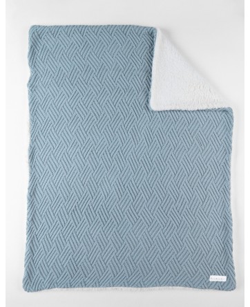Couverture 75x100cm bleue en Coton BIO/Sherpa   - Noukie's