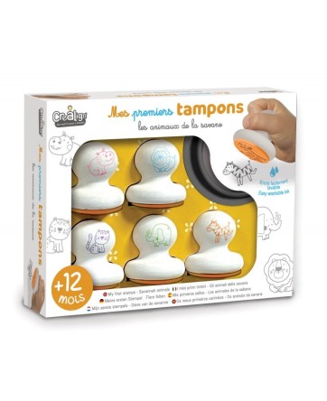 Mes premiers tampons "Les animaux de la savane" - Créa Lign'