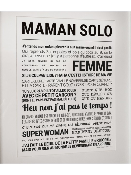 Affiche "Maman solo" - Tout est dit