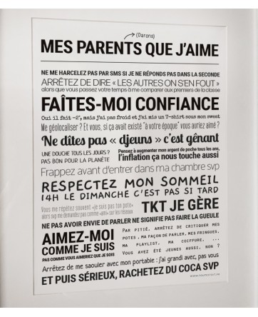 Affiche "Mes parents (darons) que j'aime" - Tout est dit