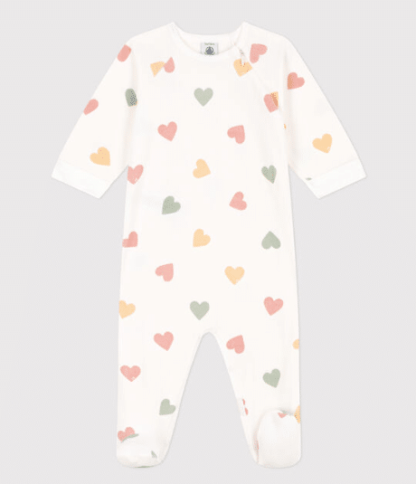 Pyjama en Velours Petit Coeur Multicolores Petit Bateau